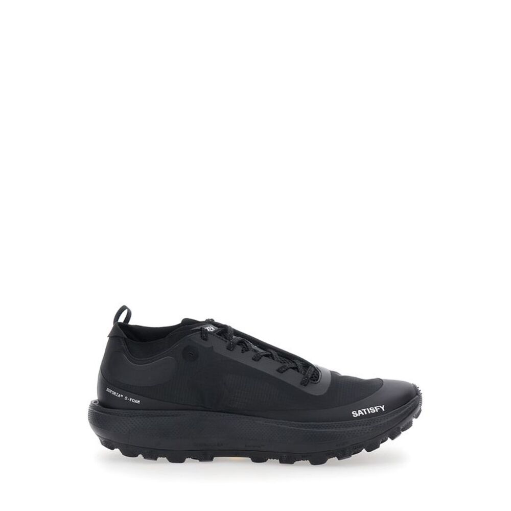 Satisfy Men Black Sneakers With Leather Upper And Rubber Sole